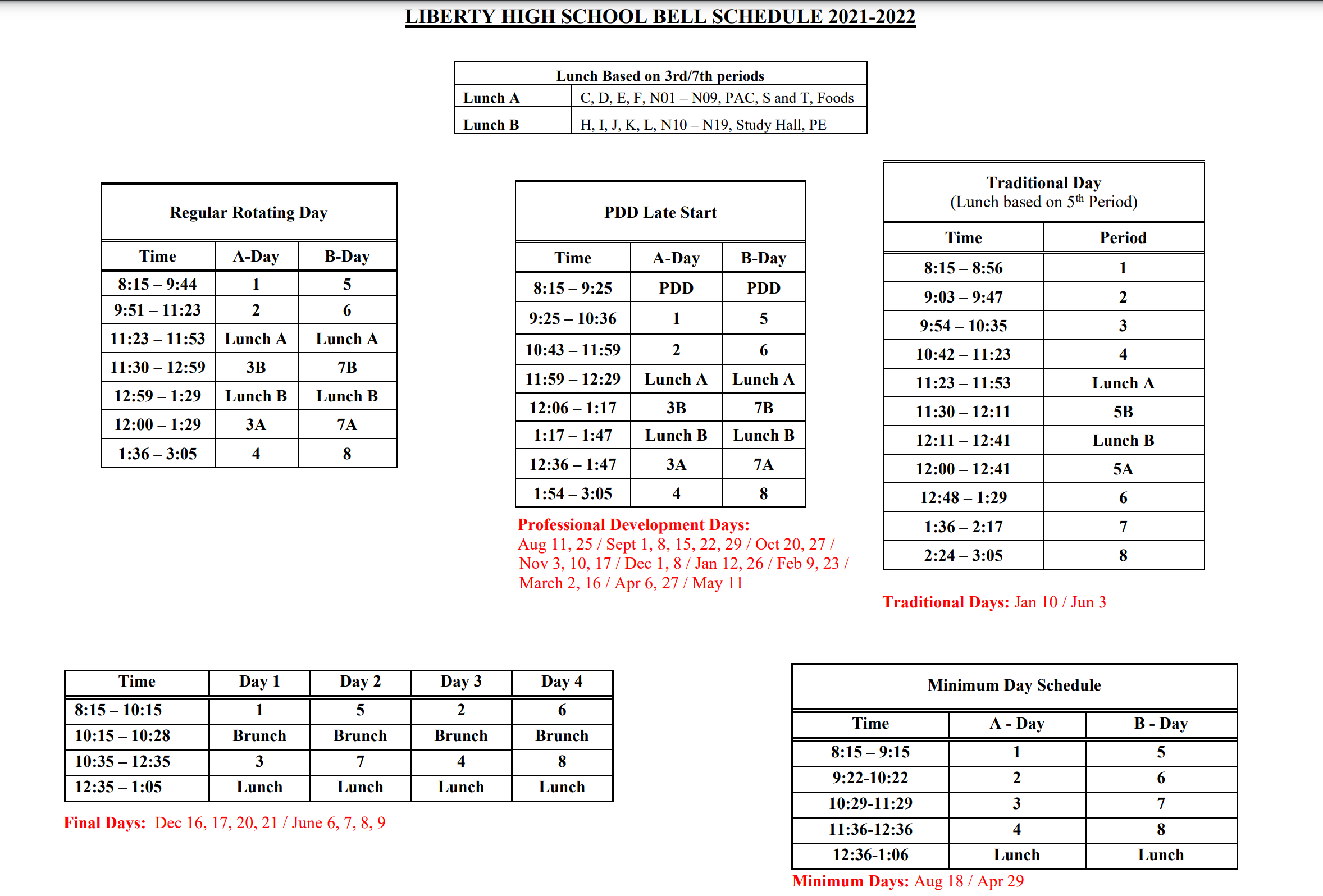 Bell Schedule Bell Schedule 21 22